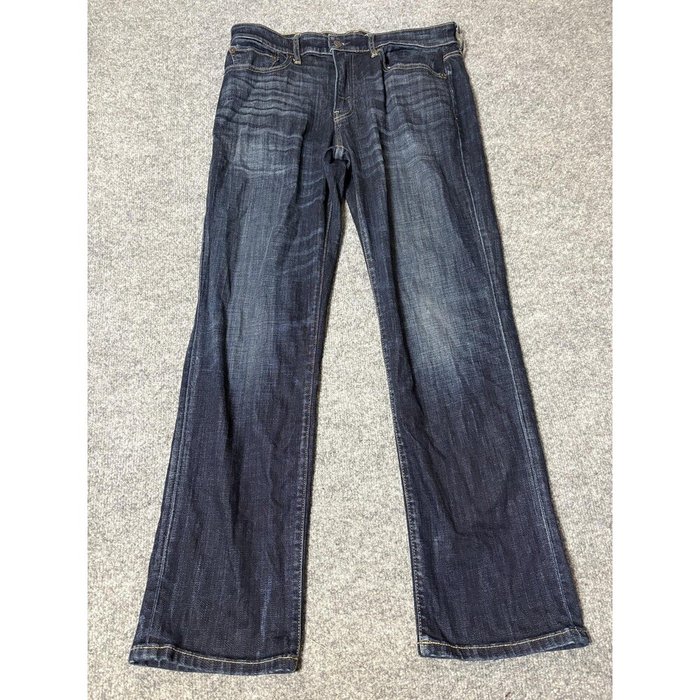 Lucky Brand Jeans Mens 33x32 Blue Straight Regular Fit Dark Wash Stretch Denim